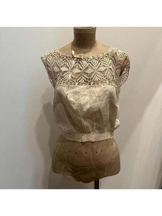 Tops - Vintage Edwardian Crochet Lace and Linen Blouse